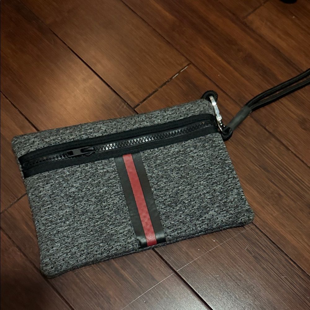 Gray and Black Neoprene Wristlet Clutch Accessory Bag BRAND NEW